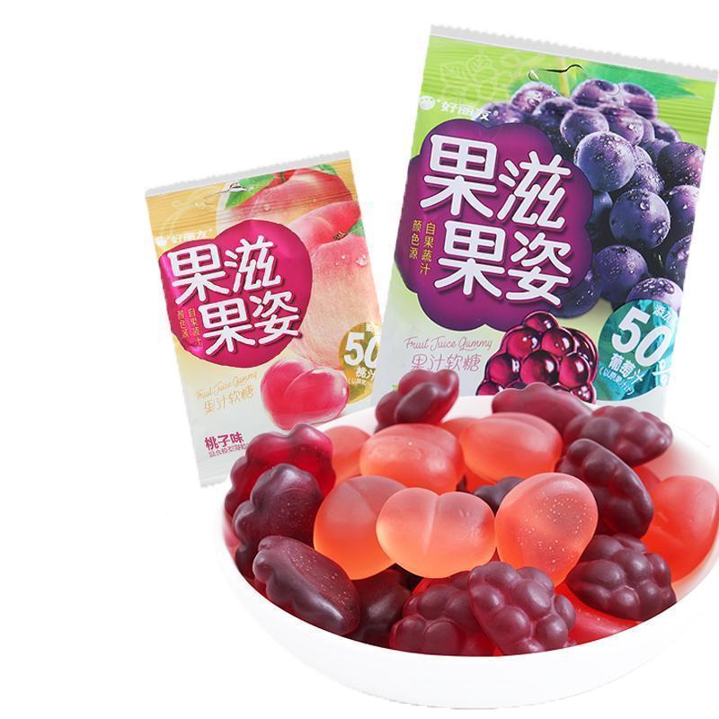 好丽友果滋果姿软糖60g*8包 水果味橡皮糖儿童糖果