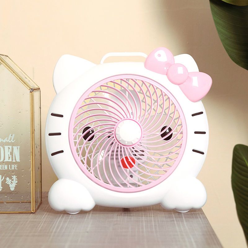 卡通电风扇台式学生宿舍床头扇迷你小风扇静音家用电扇办公室风扇粉色
