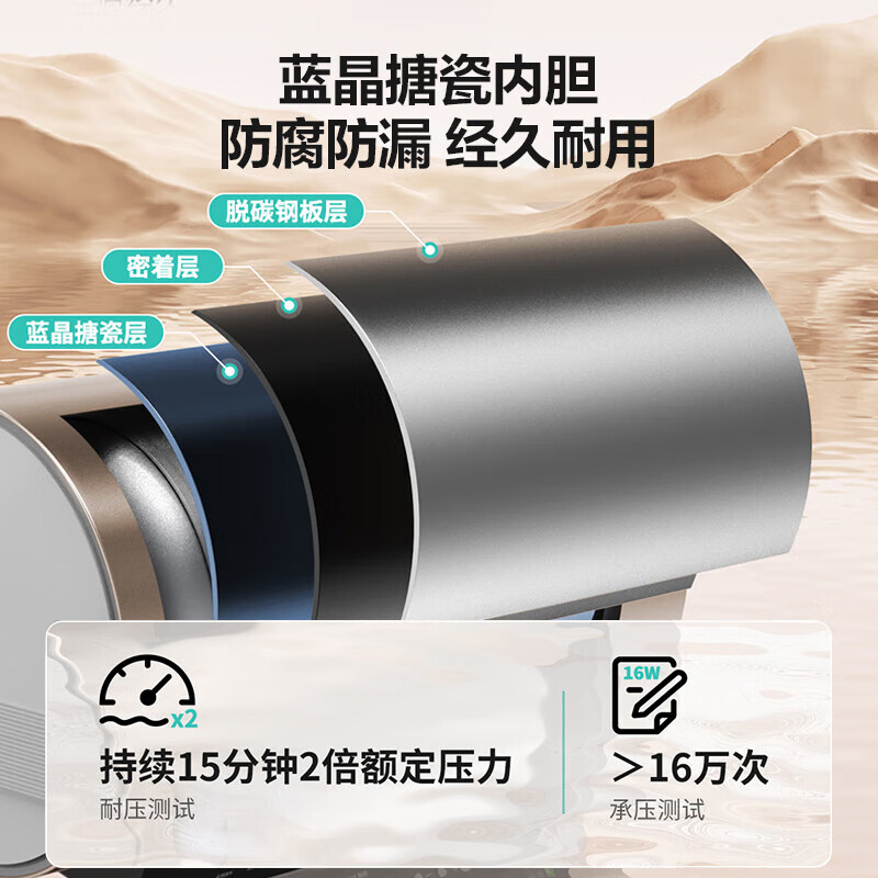 华帝(vatti)电热水器60升储水式家用 一级能效节能 3000W双管速热8.9倍增容出水断电远程遥控 i14025S高清大图