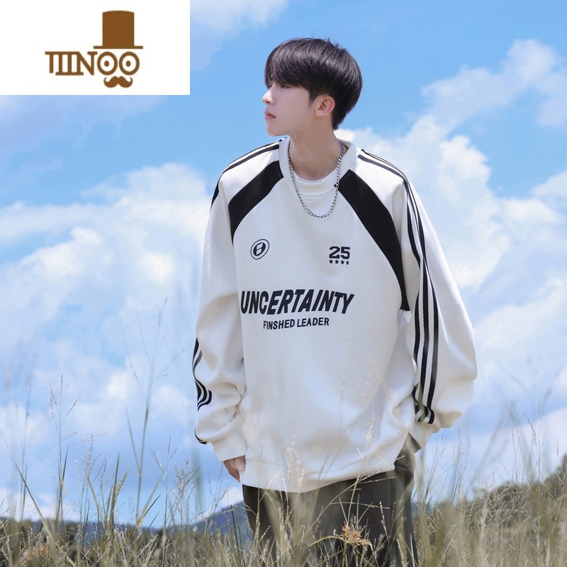 YANXU圆领卫衣男2023新款复古小众情侣街头vibe嘻哈运动情侣上0高清大图