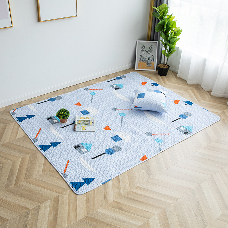 美帮汇可水洗 机洗全棉布艺地垫卧室床边地毯榻榻米儿童防滑爬行垫 小家 110×160厘米
