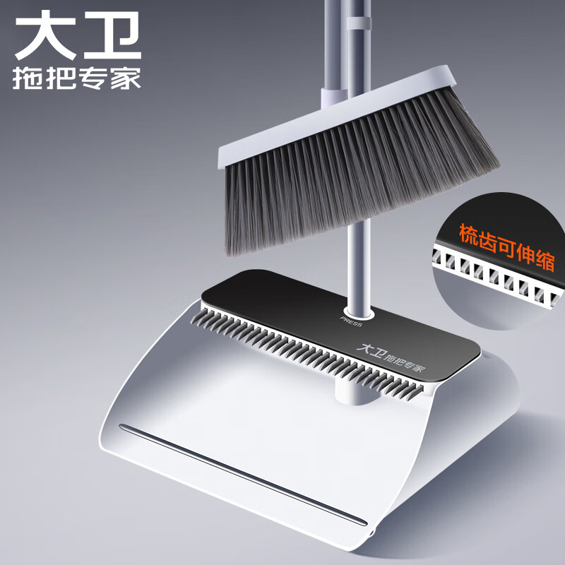 京东超市 大卫扫把簸箕套装伸缩梳齿套扫加大扫笤大梳齿软毛不粘头发F10