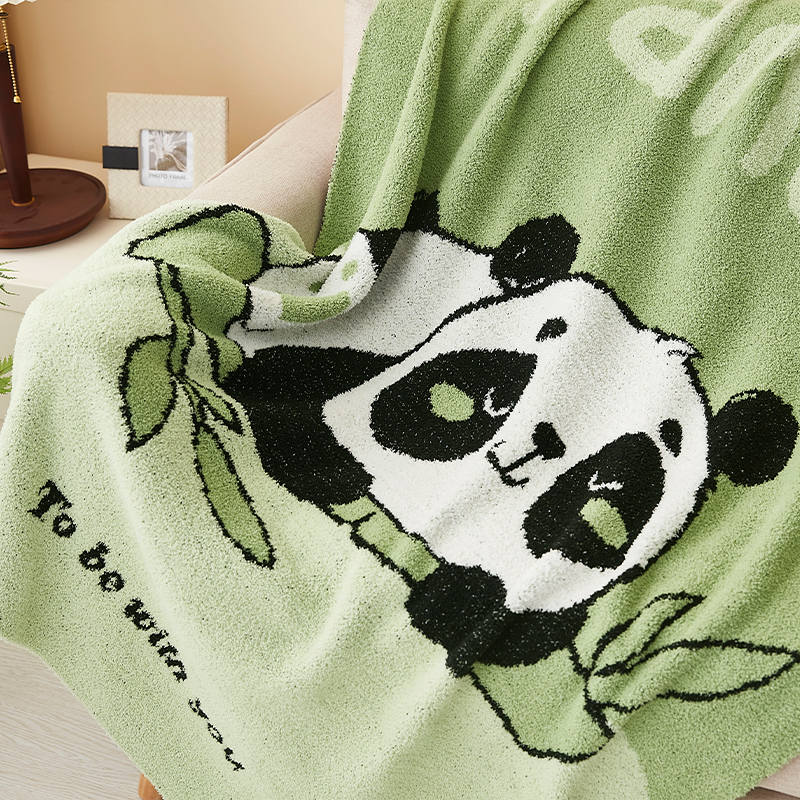 唐纳家纺 雪花绒提花毯-竹上萌友 110*145CM- TN-BK24042高清大图