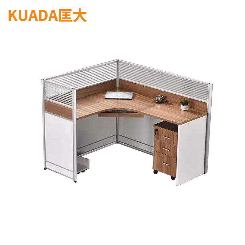 匡大 办公桌椅组合单人位L型屏风桌1.4米职员桌+办公椅KDBZ-QT02高清大图