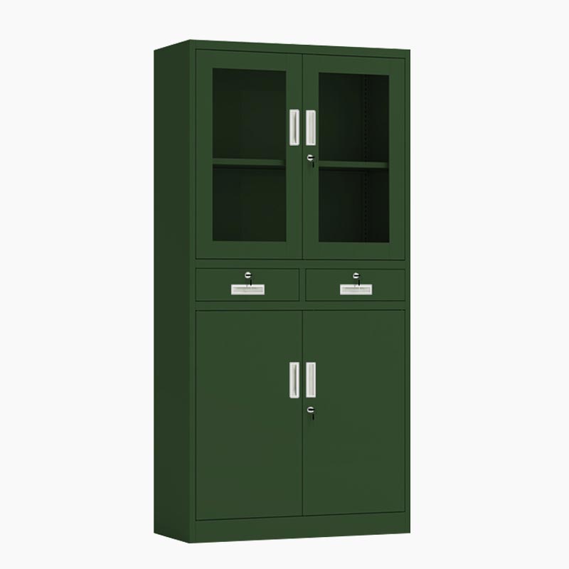 帅畅绿色铁皮文件柜办公室档案柜资料柜财务凭证柜钢制办公柜加厚二斗器高清大图