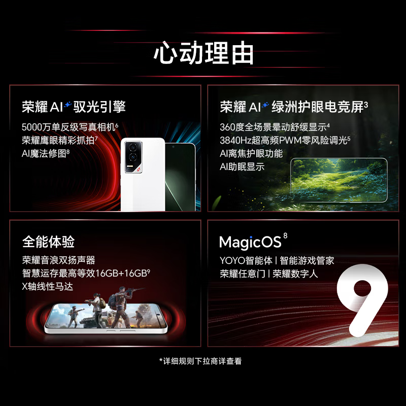 [全新]荣耀GT 幻影黑 16GB+512GB 第三代骁龙8芯 电竞屏 5G AI 新款 游戏手机