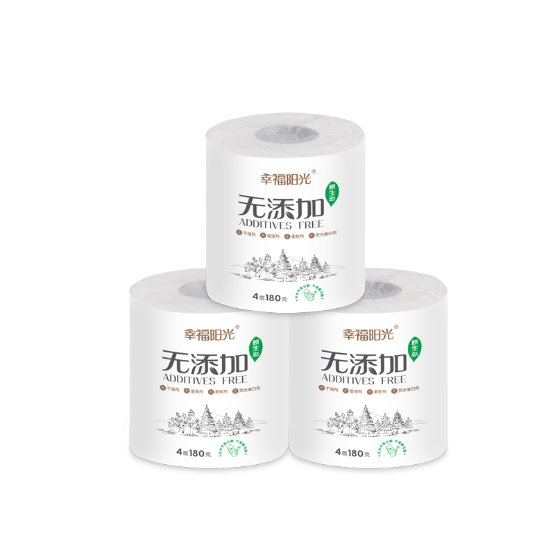 幸福阳光无添加系列有芯卷纸4层180克10卷卫生纸