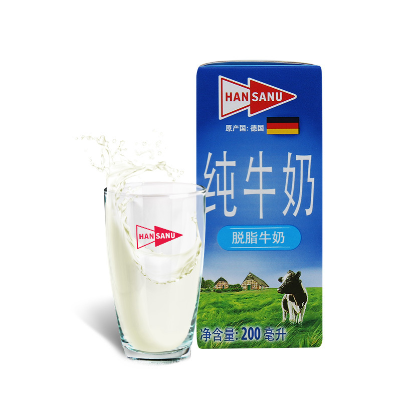 德悠脱脂牛奶200ml×12盒