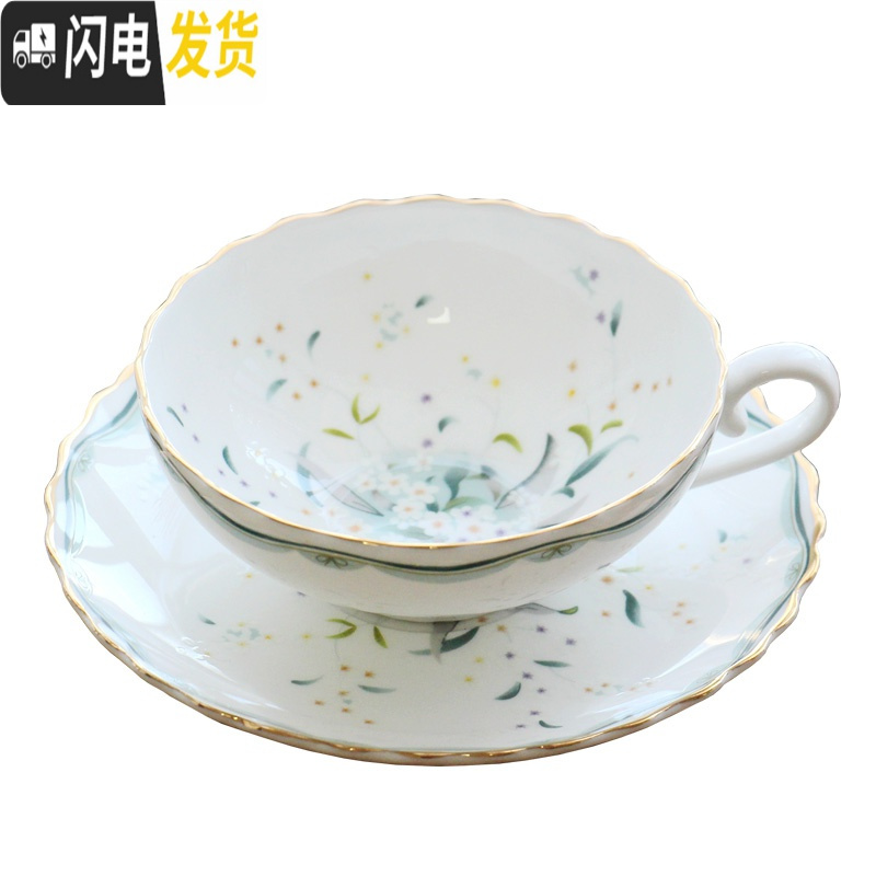 三维工匠咖啡杯套装欧式骨瓷荷口咖啡杯碟英式广口红茶杯田园风下午茶茶具 锦绣百合杯碟(130)咖啡器具高清大图