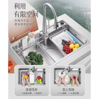 欧琳水槽9151H/9152H/9153H飞雨瀑布洗菜盆纳米水槽厨房一体盆枪灰色大单槽304不锈钢
