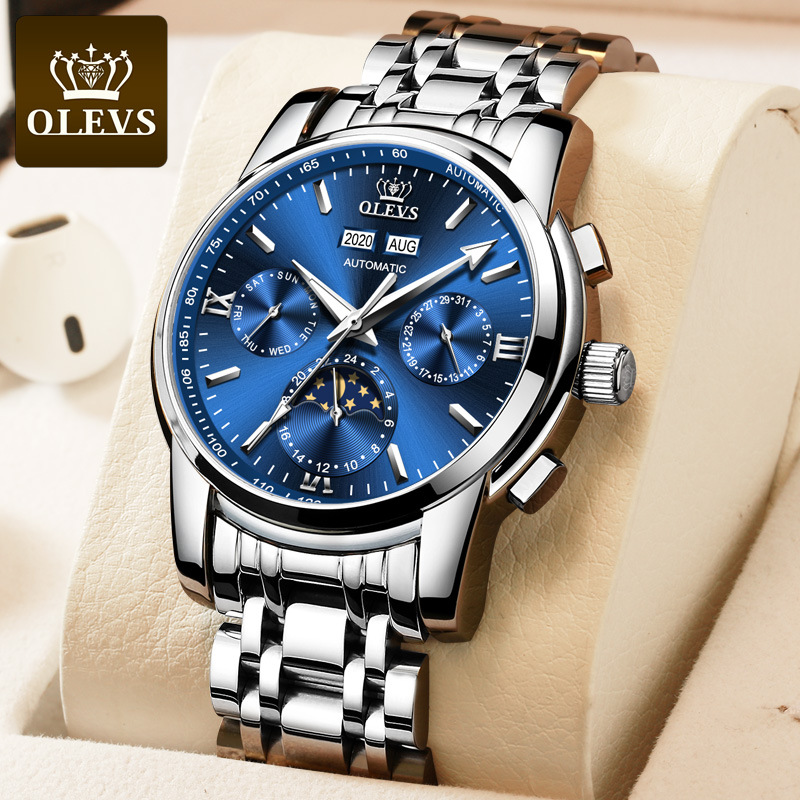 欧利时olevs瑞士品牌手表男全自动机械表男士多功能防水夜光手表精钢