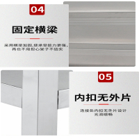 锦北 打荷台不锈钢工作台置物架厨房操作台 三层1500*600*800mm