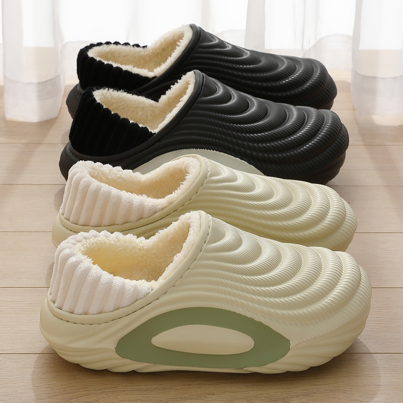 防水棉拖鞋男士2025新款冬季运动防滑包跟厚底保暖棉鞋男外穿男高清大图