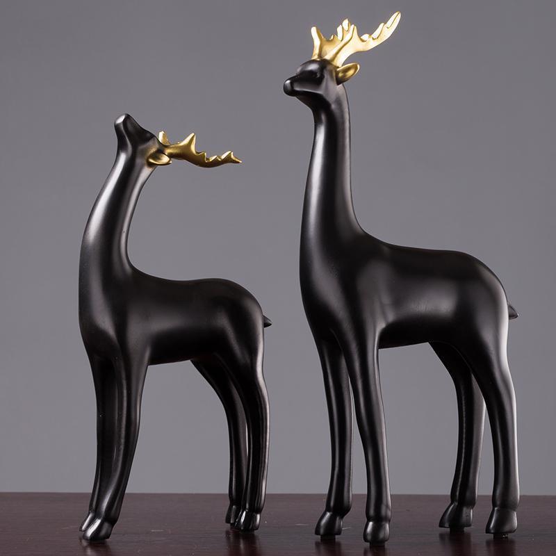 美帮汇简约现代情侣梅花鹿家居客厅装饰品摆件软装工艺品结婚电视柜高清大图