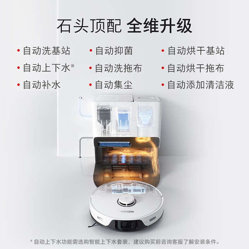 石头G系列G20水箱版全自动清洗集尘烘干补水 基站自清洁高清大图