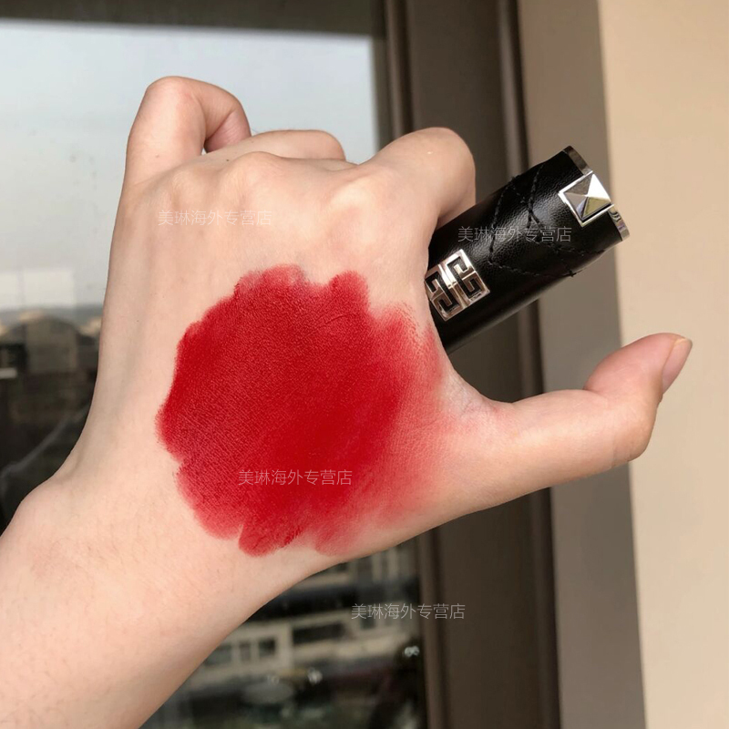 纪梵希(GIVENCHY)小羊皮口红唇膏 皮革限定套装 高定香榭皮革口红N333+皮气垫 限定版革纹版
