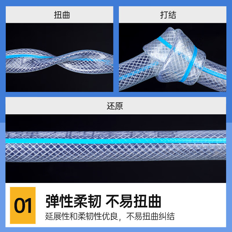 pvc纤维增强管防冻耐磨加厚洗车花园软管浇水塑料管牛筋水管软管 4分内径16mm*2mm厚[50米]高清大图