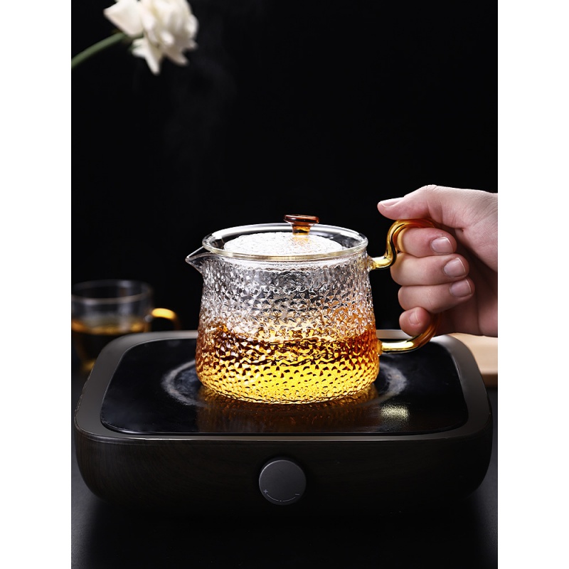 玻璃泡茶壶高温家用过滤加厚单壶煮茶器烧水一人用日式茶具套装 单壶-600Ml+4个杯子高清大图