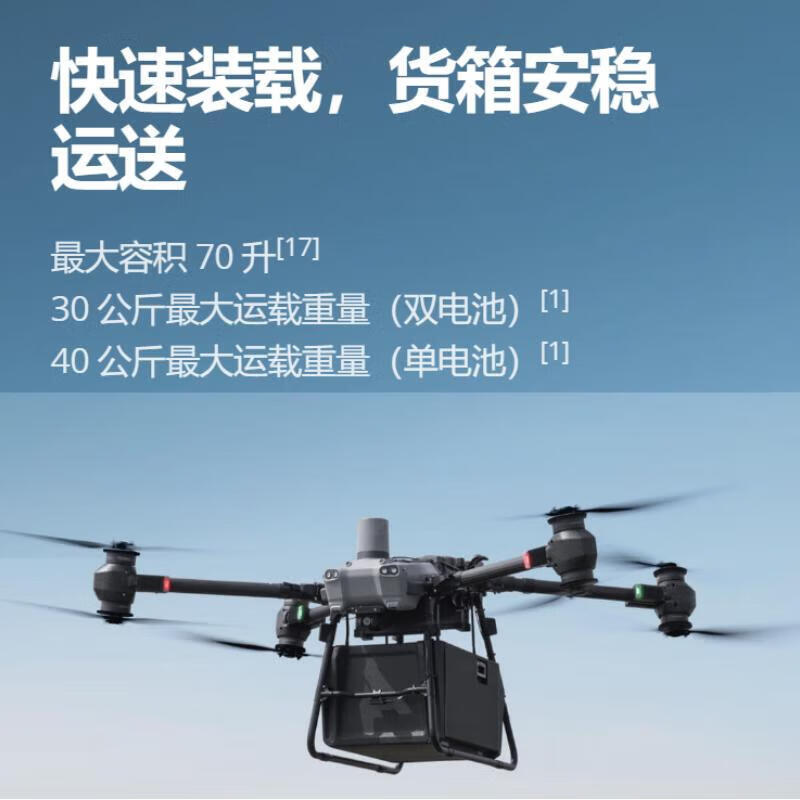 大疆 运载无人机 FC30无人机 DJI FlyCart 30 运输配送 运输挂载 载重40公斤[含两块电池+运输箱]高清大图