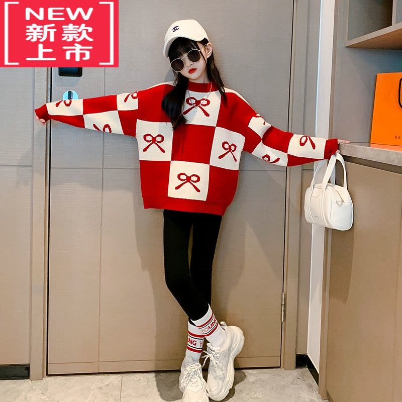 可莉允女童毛衣冬装2022新款洋气女孩儿童套头针织衫中大童秋冬时髦上衣图片