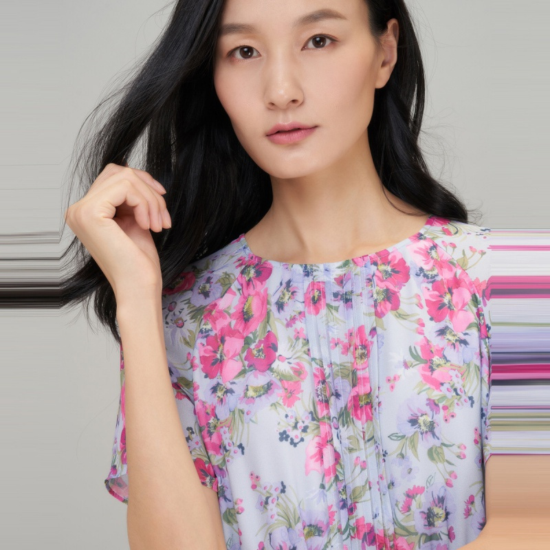 鄂尔多斯1980春夏荷叶下摆女连衣裙