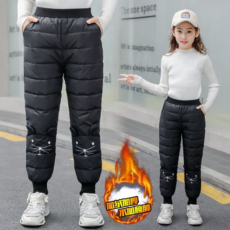 女童棉裤冬季外穿洋气宽松小女孩加厚宝宝保暖儿童冬装长裤子粉色110