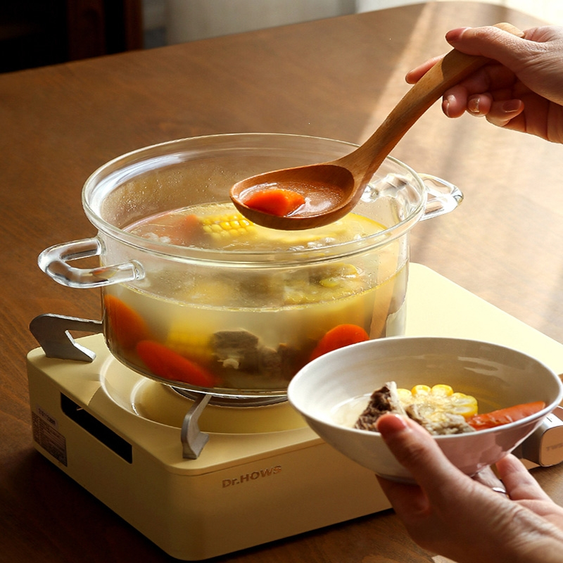 符象家用玻璃锅炖锅宝宝辅食锅双耳手柄泡面锅蒸屉蒸锅奶锅