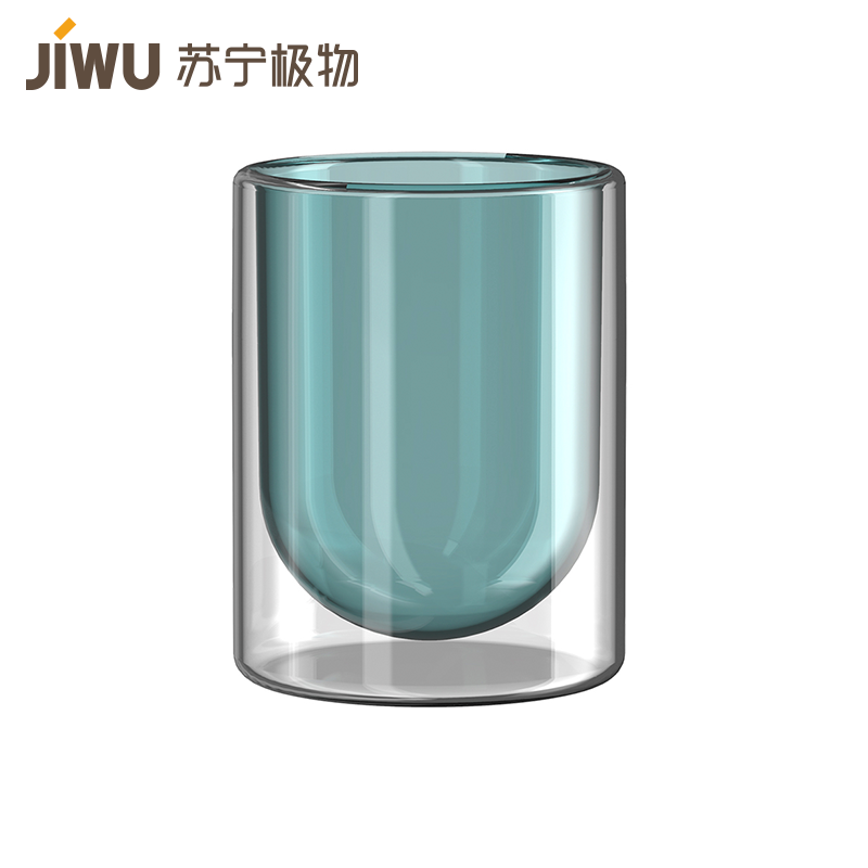 苏宁极物 吻吻鱼 悬浮彩色玻璃双层凉水杯