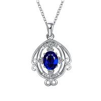 N044Women Silver Necklace 镀纯银镶水晶鱼形坠锁骨项链女首饰送女朋友七夕情人节礼物