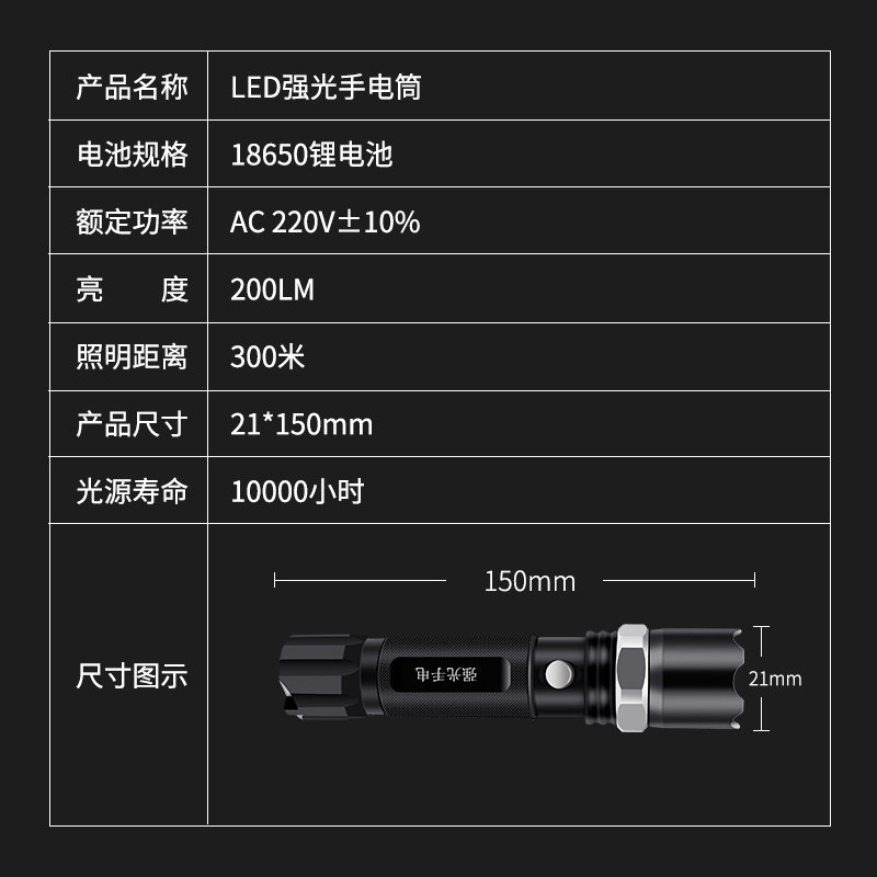 小太阳强光手电筒LED充电R638手电远射应急照明灯带车充便携式户外野营登山巡逻照明灯