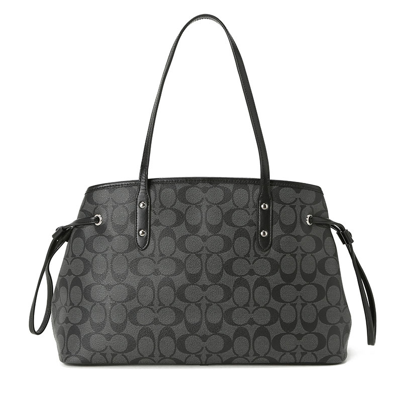 COACH 蔻驰女包 DRAWSTRING 鲶鱼包中号 单肩包 手提包 字母马车标织物F57842银扣