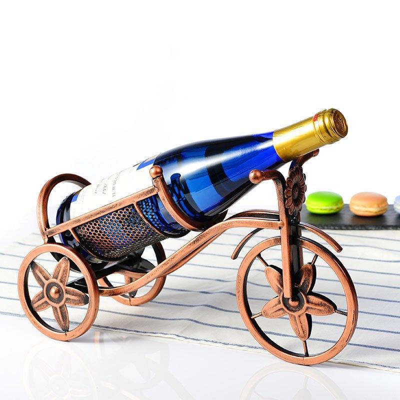 [送开瓶器+割纸器+倒酒器+酒塞]时尚家居摆设铁艺创意红酒架摆件欧式酒瓶架复古葡萄酒架子家用酒架摆饰