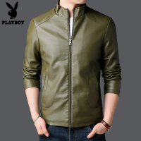 花花公子(PLAYBOY)新款男士皮衣皮夹克韩版修身潮流帅气皮衣外套男夹克外套机车服立领皮夹克