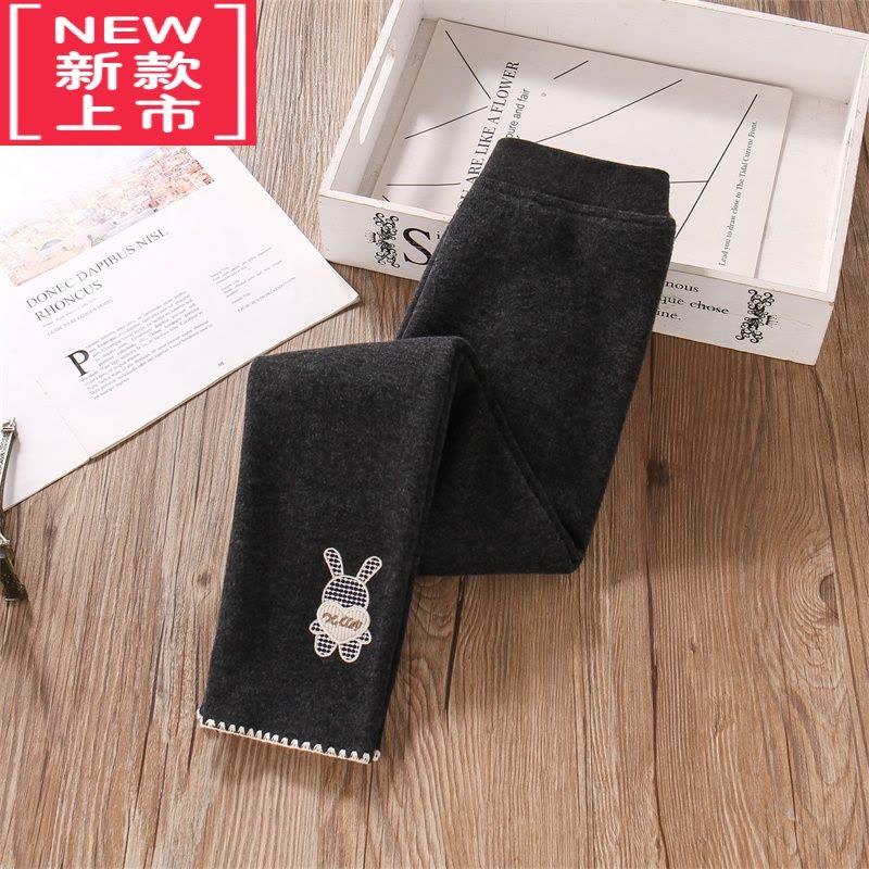 可莉允女童黑色打底裤加绒外穿秋冬款薄绒紧身保暖小女孩洋气一体绒裤子保暖裤图片