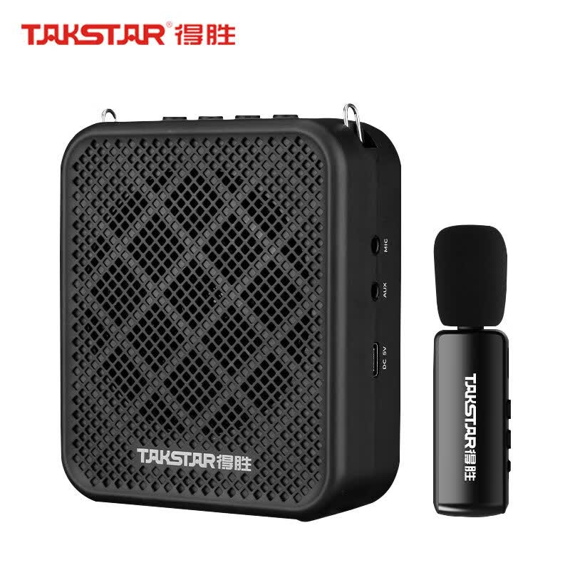 得胜(TAKSTAR)无线领夹扩音器一键录音循环播放 蓝牙连接长续航 适用于教学培训导游促销 E150W(领夹版)黑