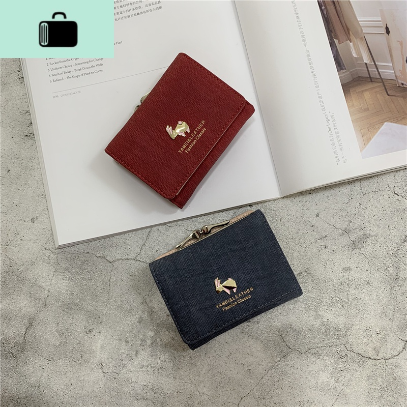 迷你钱包女短款韩版可爱学生折叠小钱夹时尚多功能搭扣卡包零钱包NEWLAKE高清大图