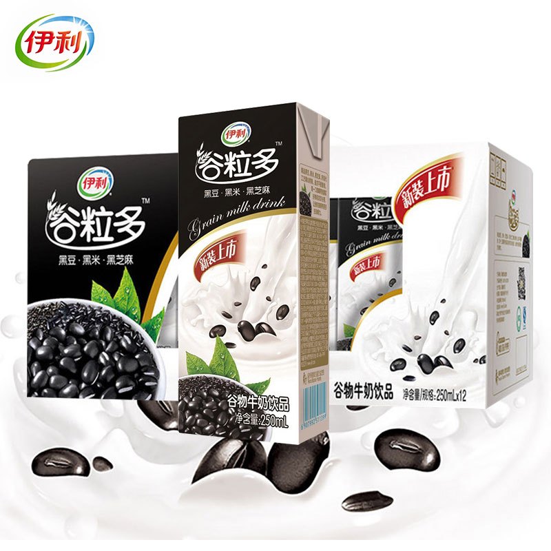 【中粮我买网】伊利谷粒多谷物牛奶饮品黑谷牛奶粗粮牛奶12*250ml 新老包装随机发