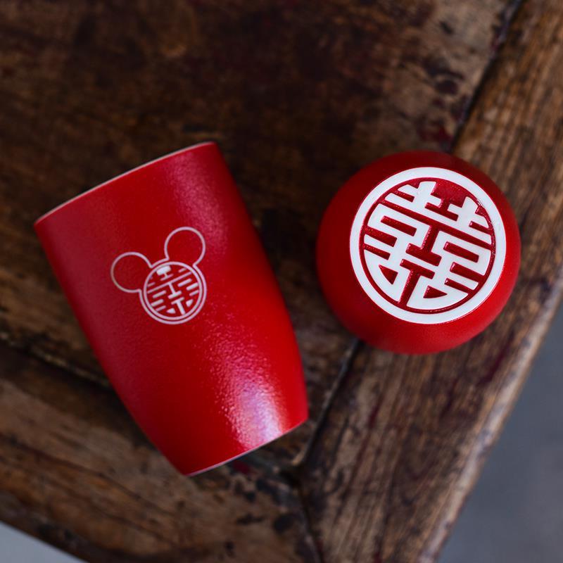 红色陪嫁水杯套装子牙刷杯牙缸婚庆结婚一对创意|模板3路宝圆对杯
