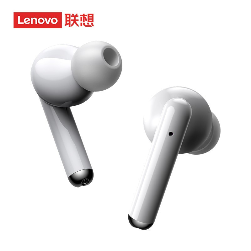 联想(Lenovo)无线蓝牙耳机 LP1白色(灰边) 双耳运动入耳式适用于苹果安卓手机通用跑步小型超长待机续航