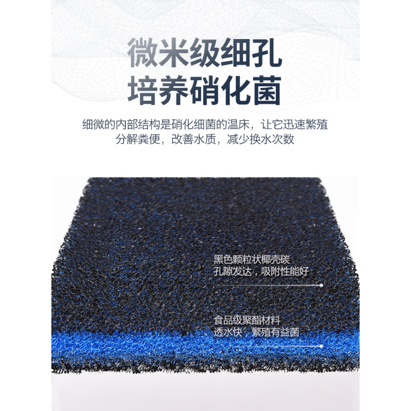 鱼缸过滤棉高密度净水生化棉加厚水族箱过滤材料器活性炭黑绵海绵高清大图