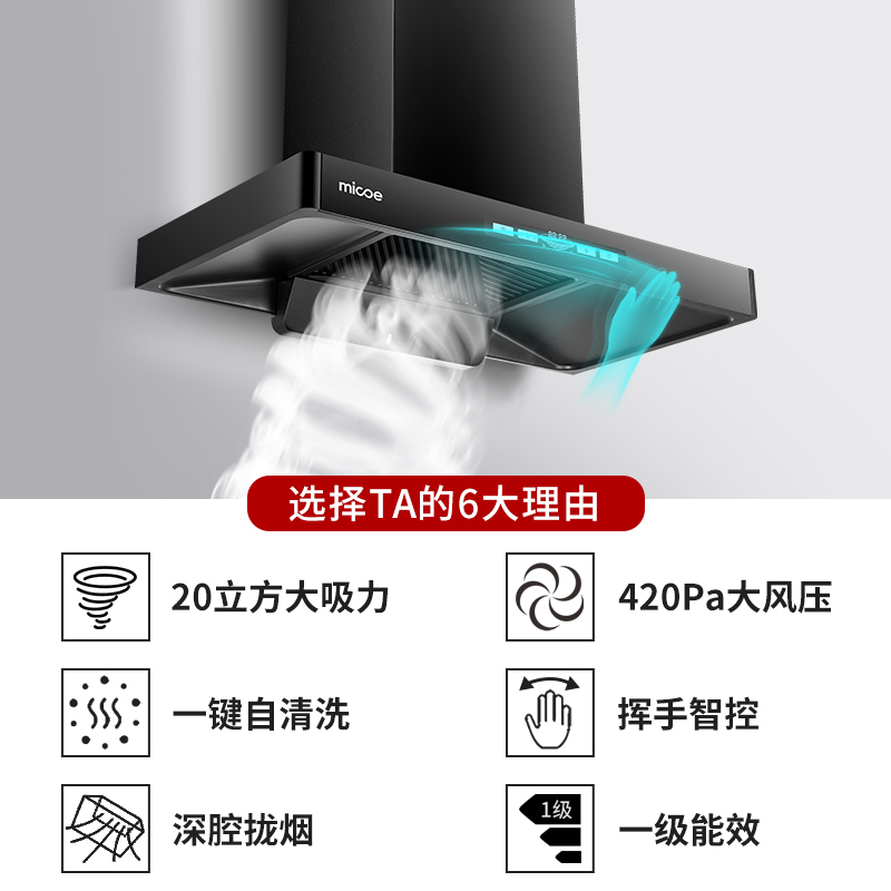 四季沐歌(MICOE)抽油烟机欧式吸油烟机单机E30大吸力小尺寸自清洁顶吸式家用排烟罩易清洁小户型脱排油烟机抽烟机单烟机