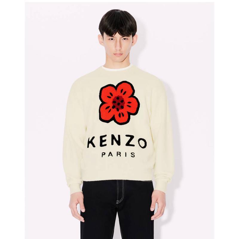 高田贤三(Kenzo)高质感羊毛套衫男秋冬款休闲百搭嵌花针织花卉图