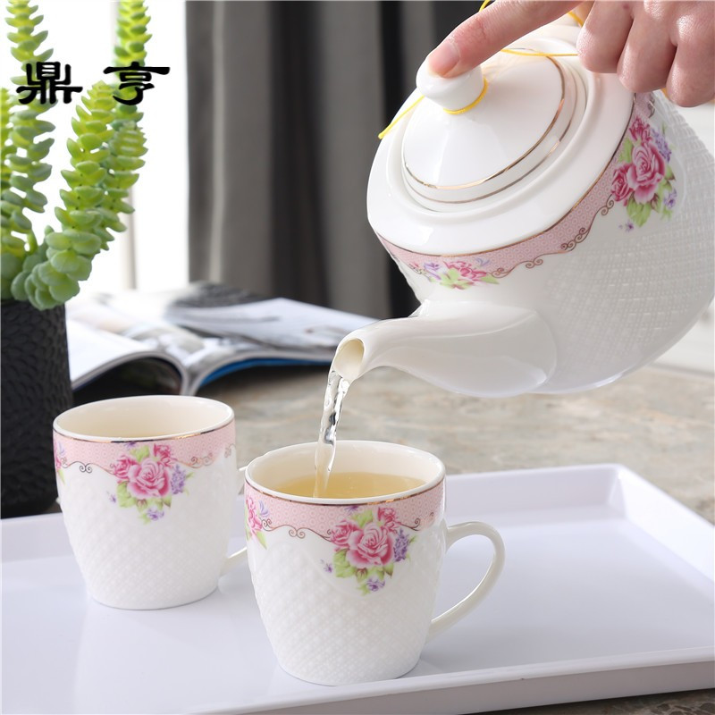 鼎亨陶瓷茶壶套装简约咖啡杯套具家用耐热泡茶壶茶具花茶创意水具