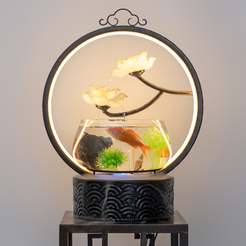 创意鱼缸流水摆件循环水客厅玄关电视柜桌面家居饰品招财开业礼品