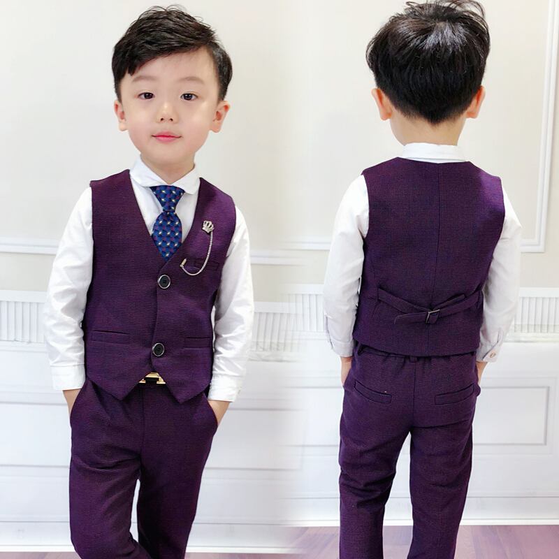 迪鲁奥(DILUAO)儿童礼服马甲套装男童西服中大童主持人服装男钢琴表演服新款