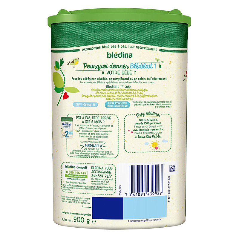 法国进口 贝乐蒂Bledina 1段奶粉 经典配方奶粉0-6个月900g*6罐装高清大图