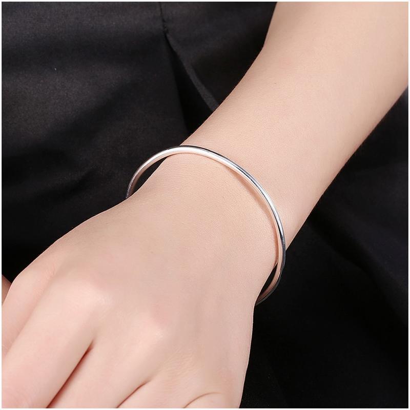 B278Women Silver Bracelet女生饰品开口手镯可节镀925纯银复古320