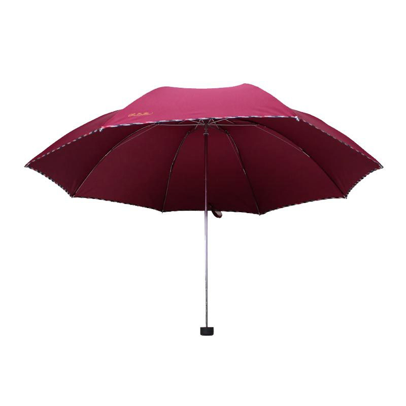 天堂 307E碰击布格子布包边三折商务伞晴雨伞