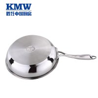 KMW晶工平底煎炒锅28cm 透明玻璃锅盖 防焦糊防烟304不锈钢煎炒锅煎饼煎蛋不粘锅燃磁通用