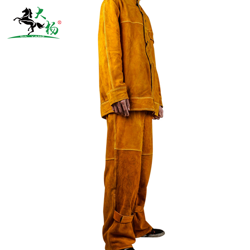 大杨牛皮电焊服套装 焊接阻燃防护服焊工劳保服 865 /套高清大图